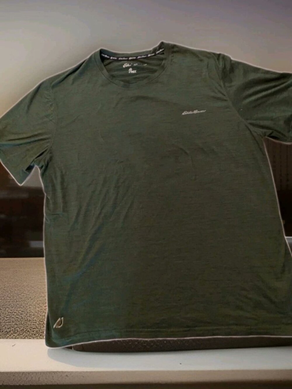 Eddie Bauer Shirt Mens XL Motion Green Blue Short Sleeve Casual Adult